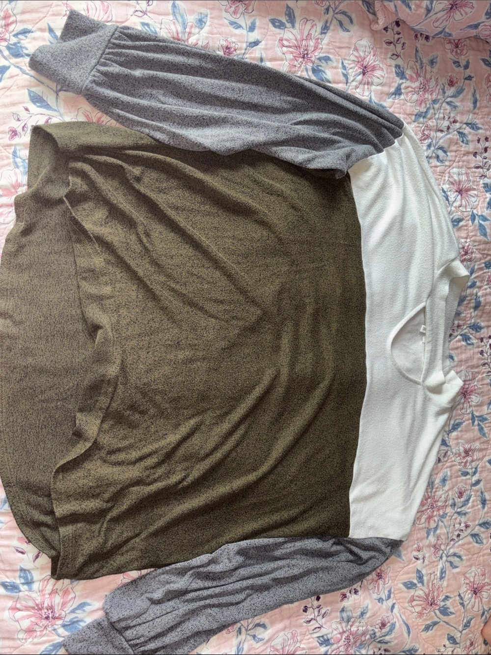 Maurices Colorblock Knit Top in Olive, White & Gray